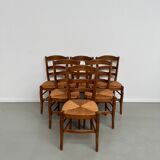 6 50s straw chairs