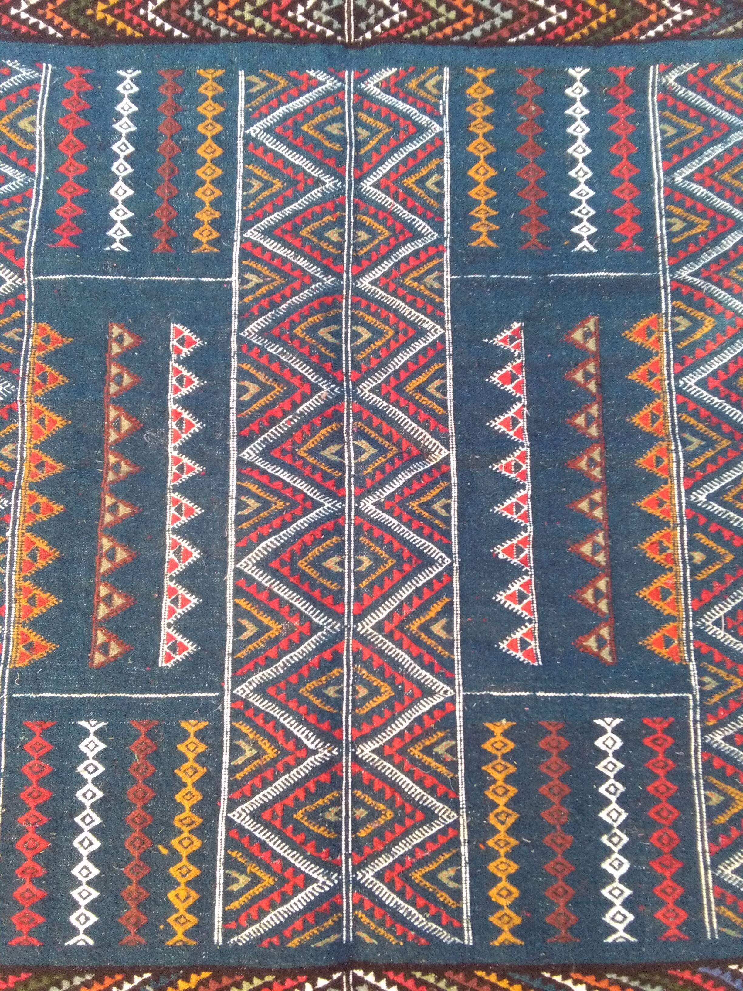 Carpet kilim blue in wool 97x198cm