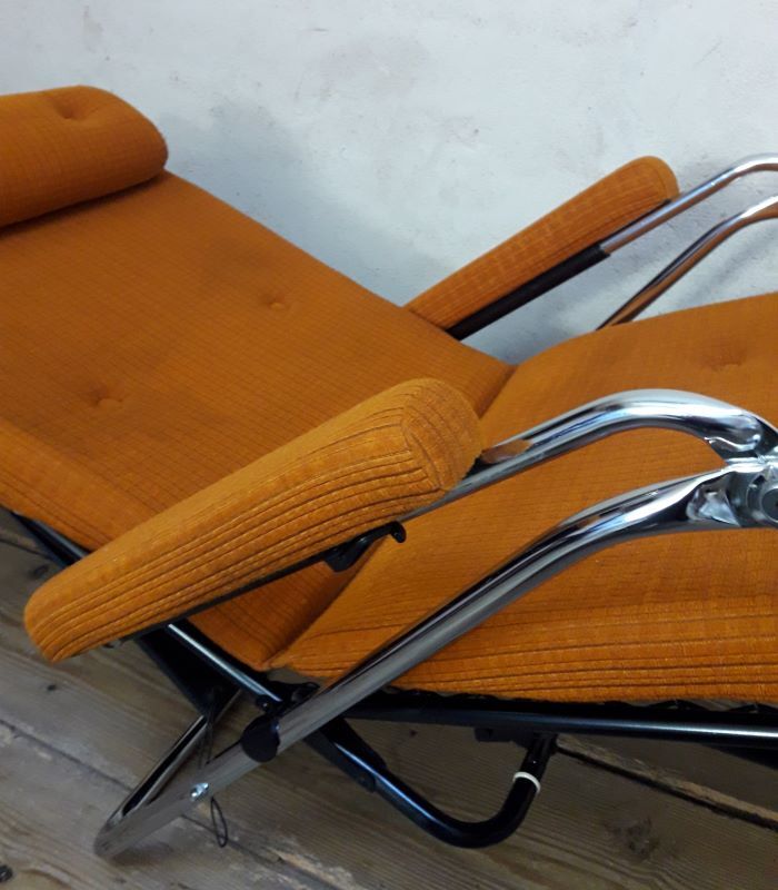 Deckchair Lama chrome vintage fabric