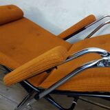 Deckchair Lama chrome vintage fabric