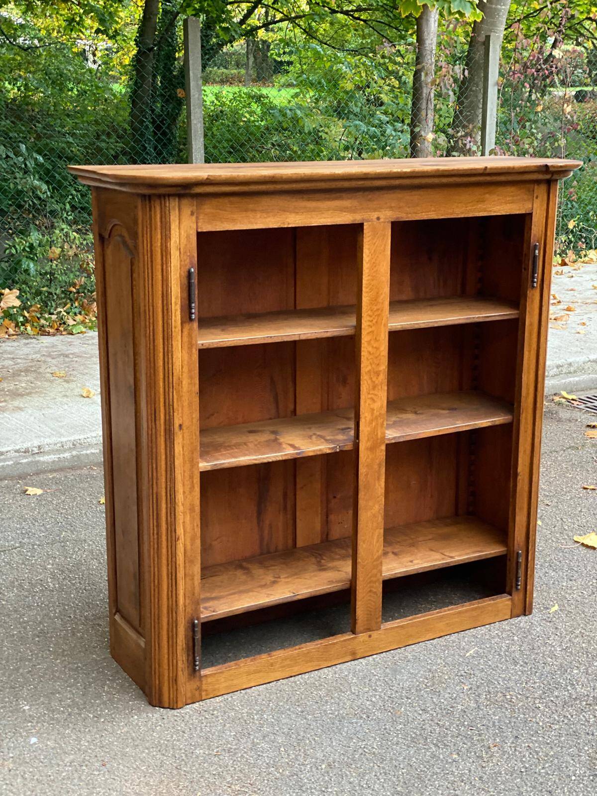 Vintage solid oak bookcase from the 18th century