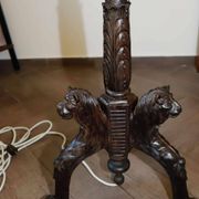Antique floor lamp with lion motif