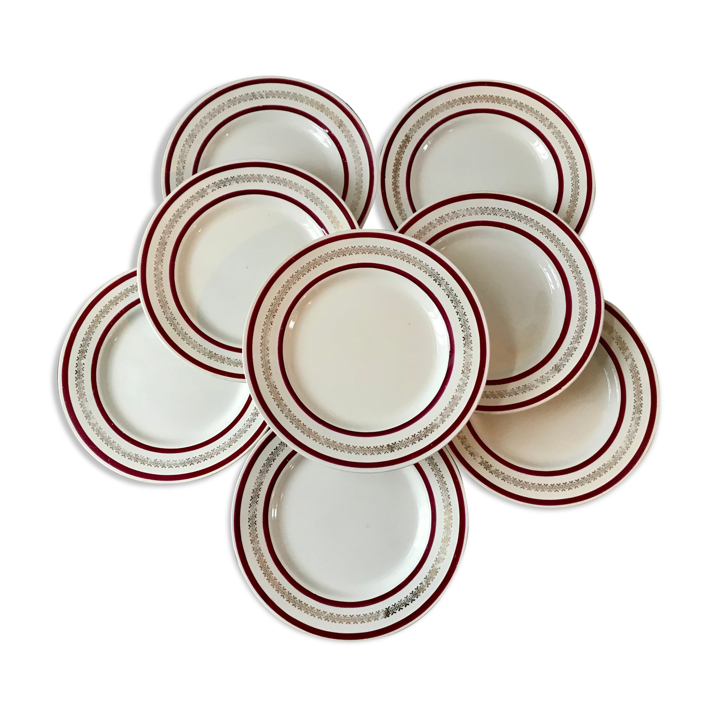 Set of 8 flat plates Gien 50s