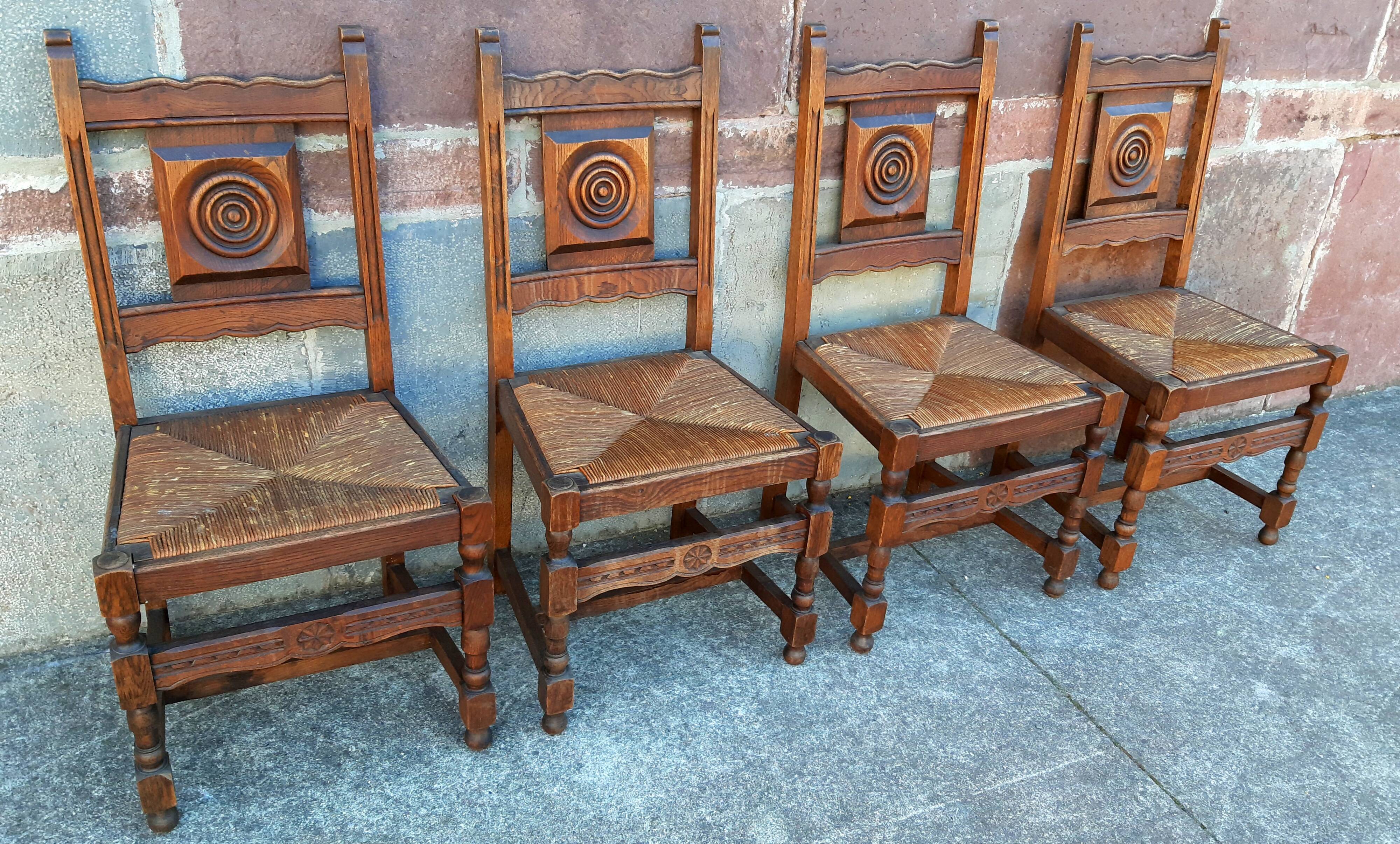 4 Basque oak chairs