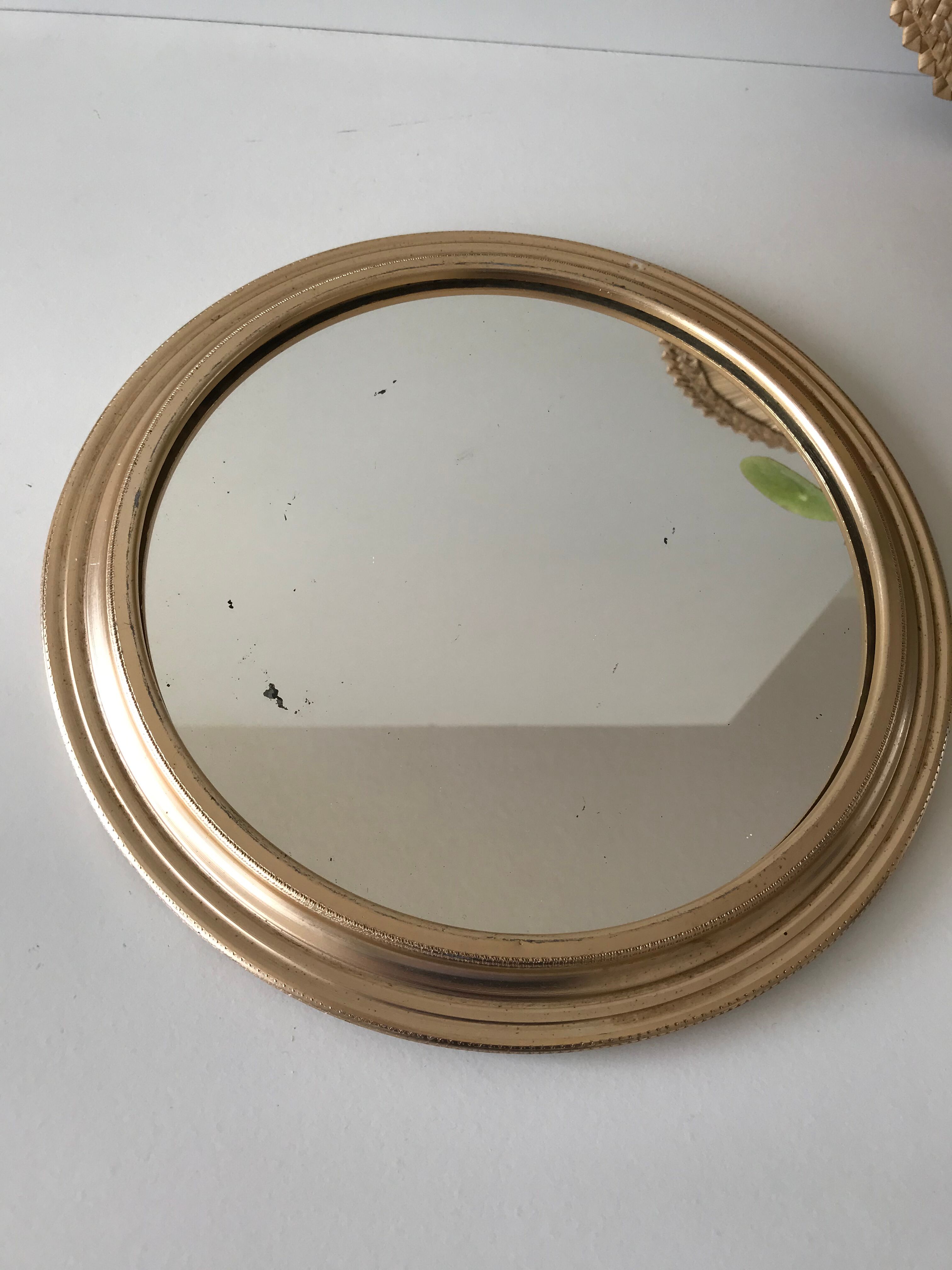 Miroir rond doré 24cm
