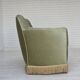 1960s, Danish 2-seater sofa, light green furniture velour, ash wood.