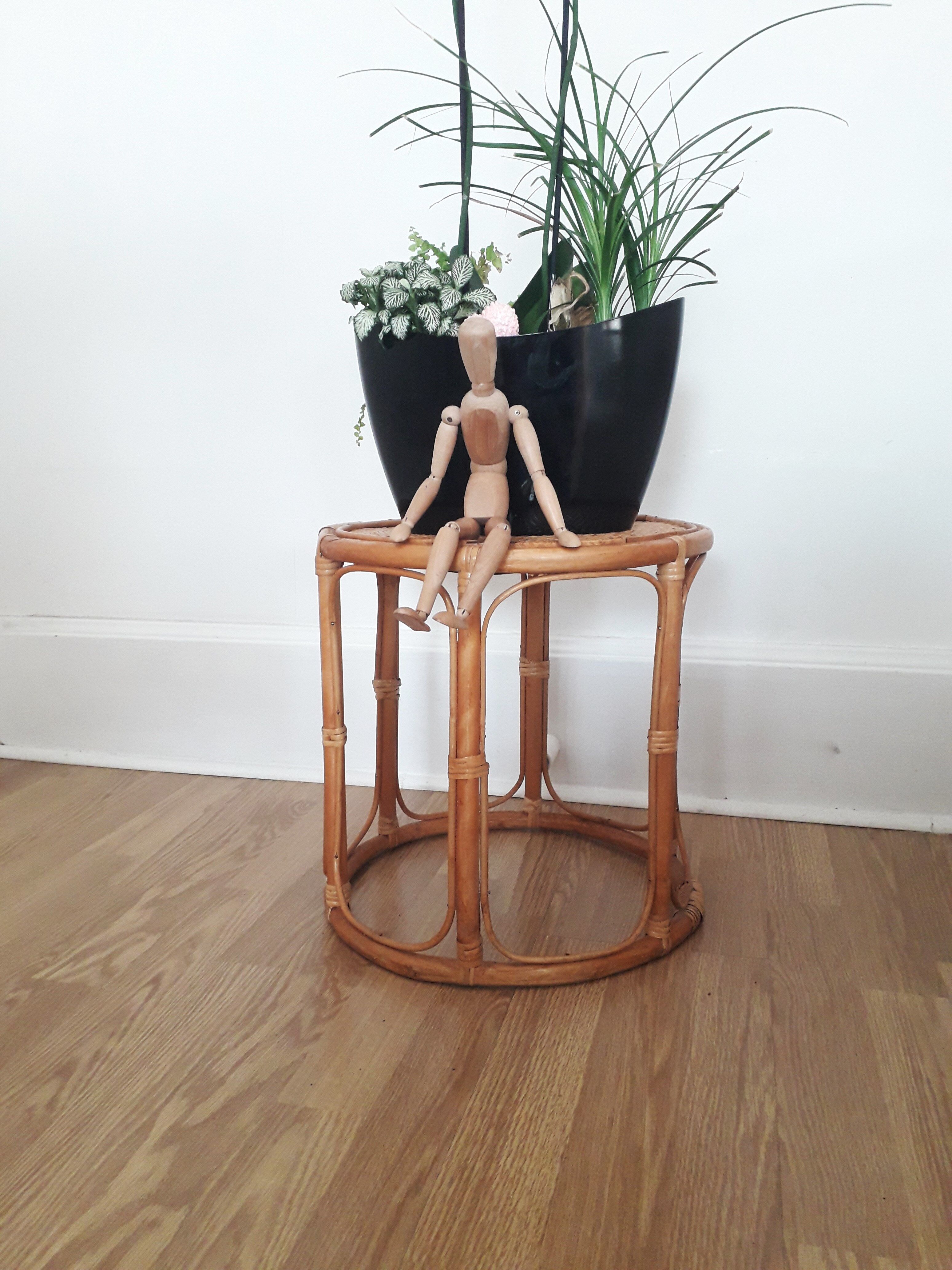 Vintage sofa end / side table - Rotion/ Bamboo - 1980