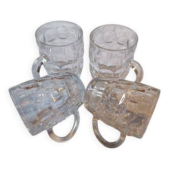 4 chopes/ verres à bière vintage