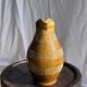 Vintage yellow stoneware carafe with beaded friezes Made in France H22