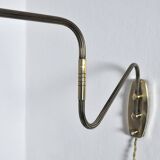 Danish Brass Swing Arm Wall Lamp, 1950s
