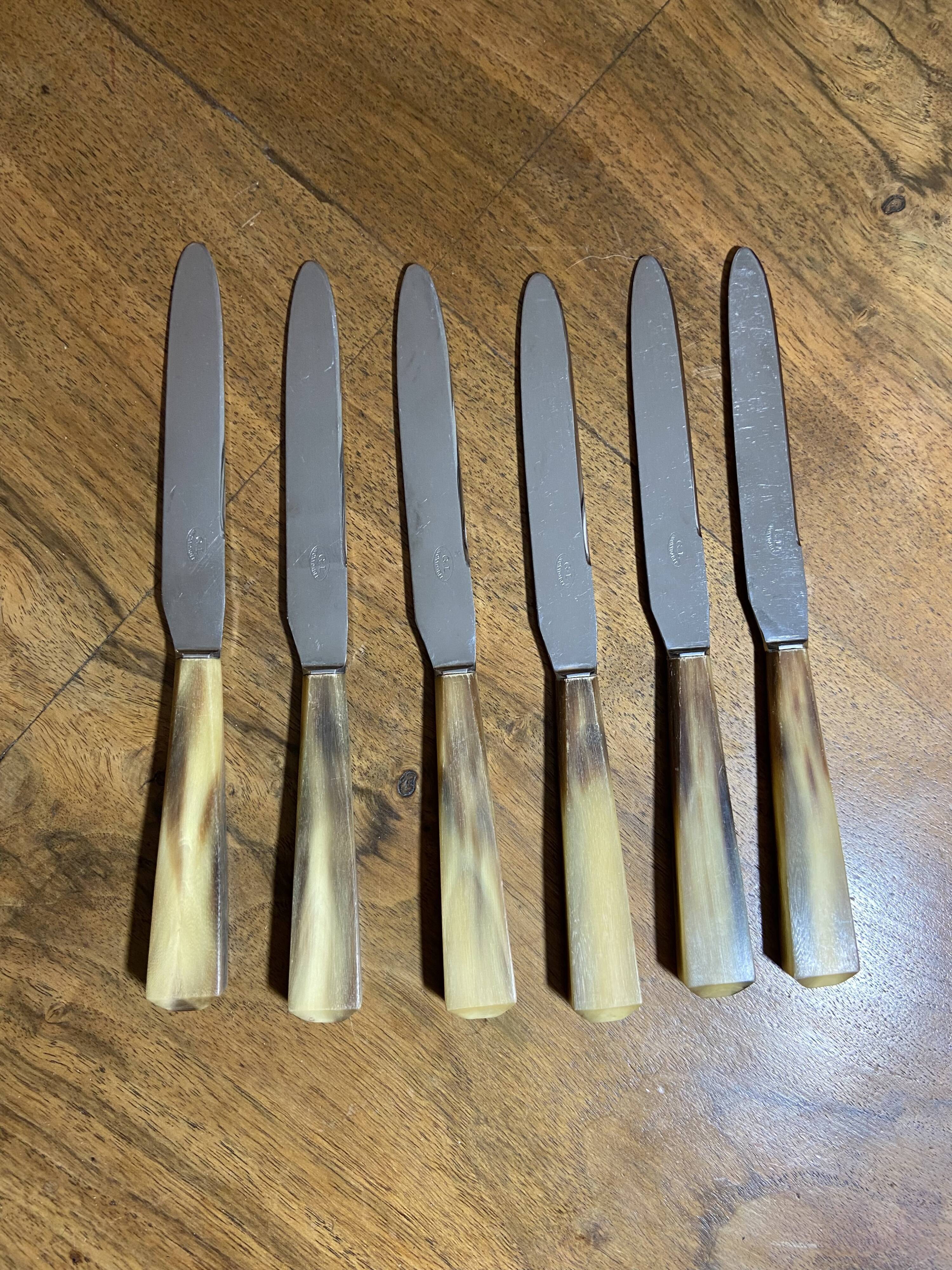 PRODUCT BHV - Set of 6 small vintage horn knives