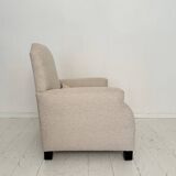 Vintage German Art Deco Armhair in White Fabric, 1920s