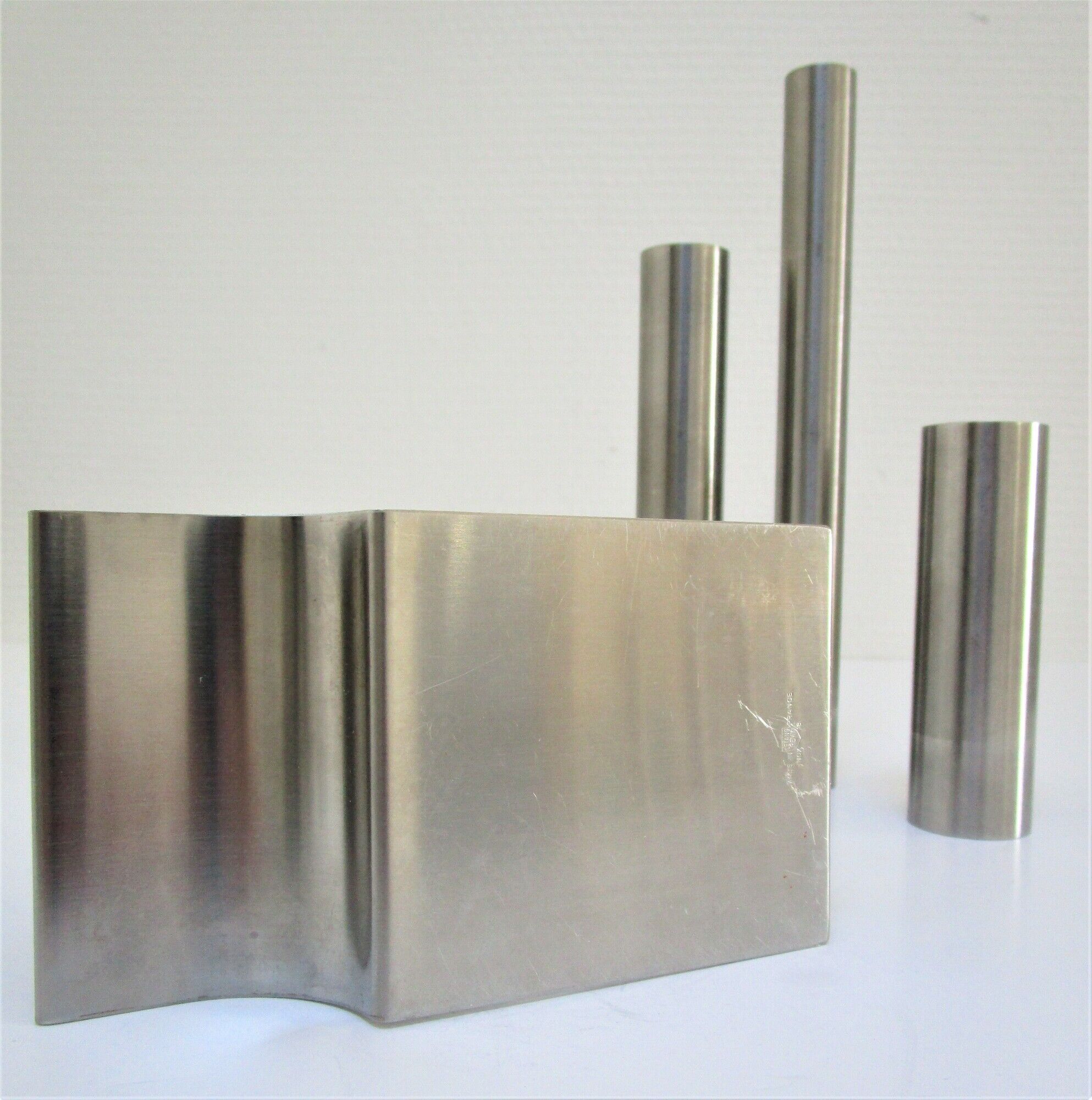 Sculptural vase stainless steel tubes design 70s space age letang remy