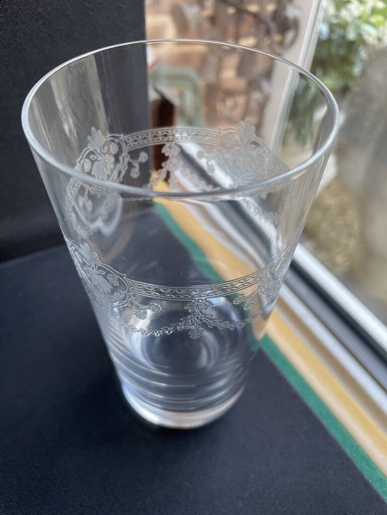 4 Engraved crystal fruit juice glasses