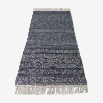 Moroccan Berber Carpet Grey in Hand Woven Wool 158x78cm