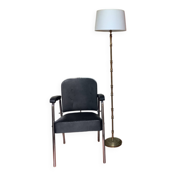 Fauteuil de Coiffure Afoc Vintage Années 60/70 - Chrome et Simili Cuir Noir
