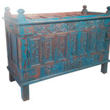 Damchaya Chest Blue Original Piece Old Teak with Secrets 150x108x65cm