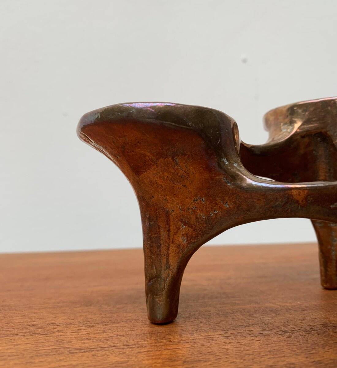 Vintage German brutalist metal candlestick by Harjes