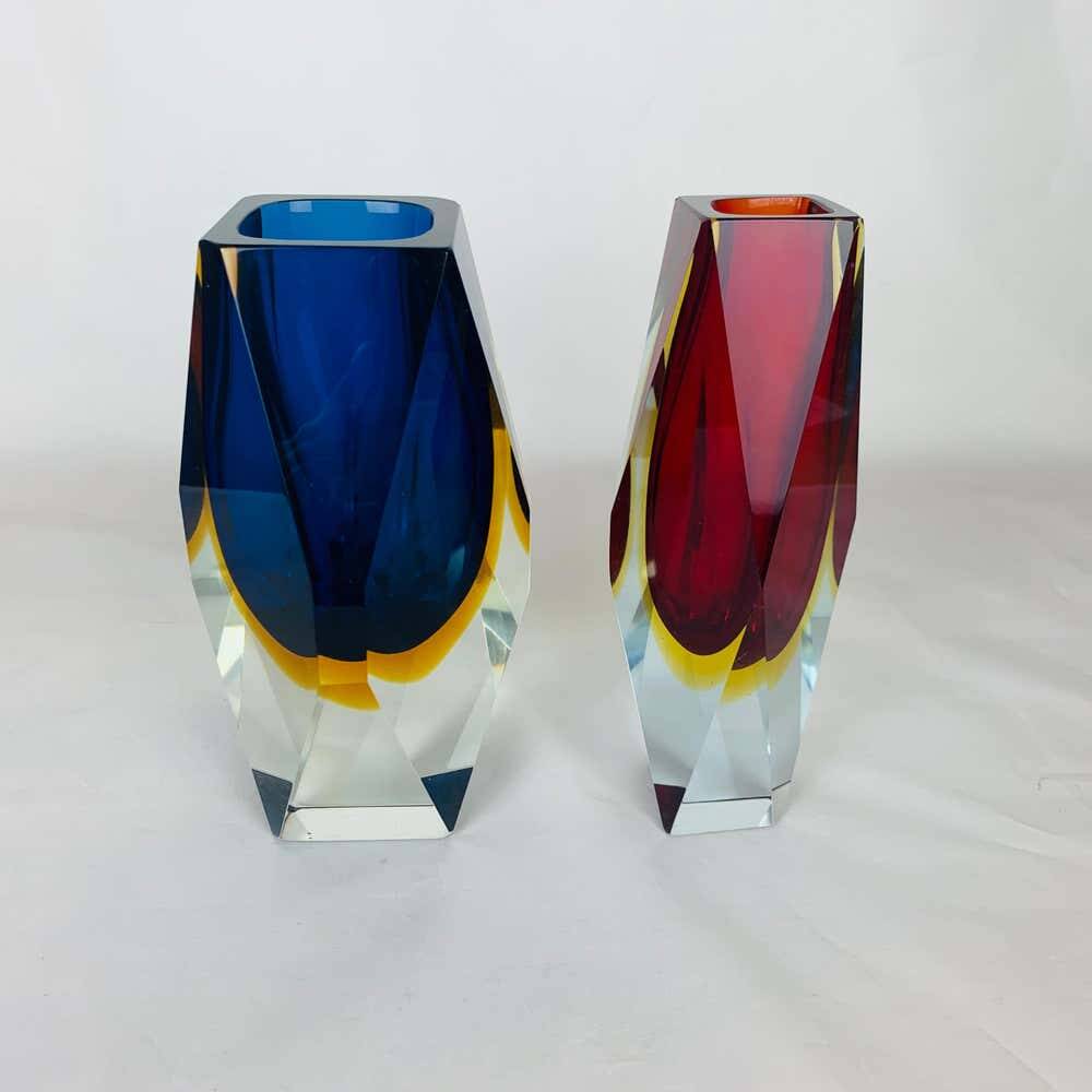 Pair of Sommerso Murano vases by Alessandro Mandruzzato