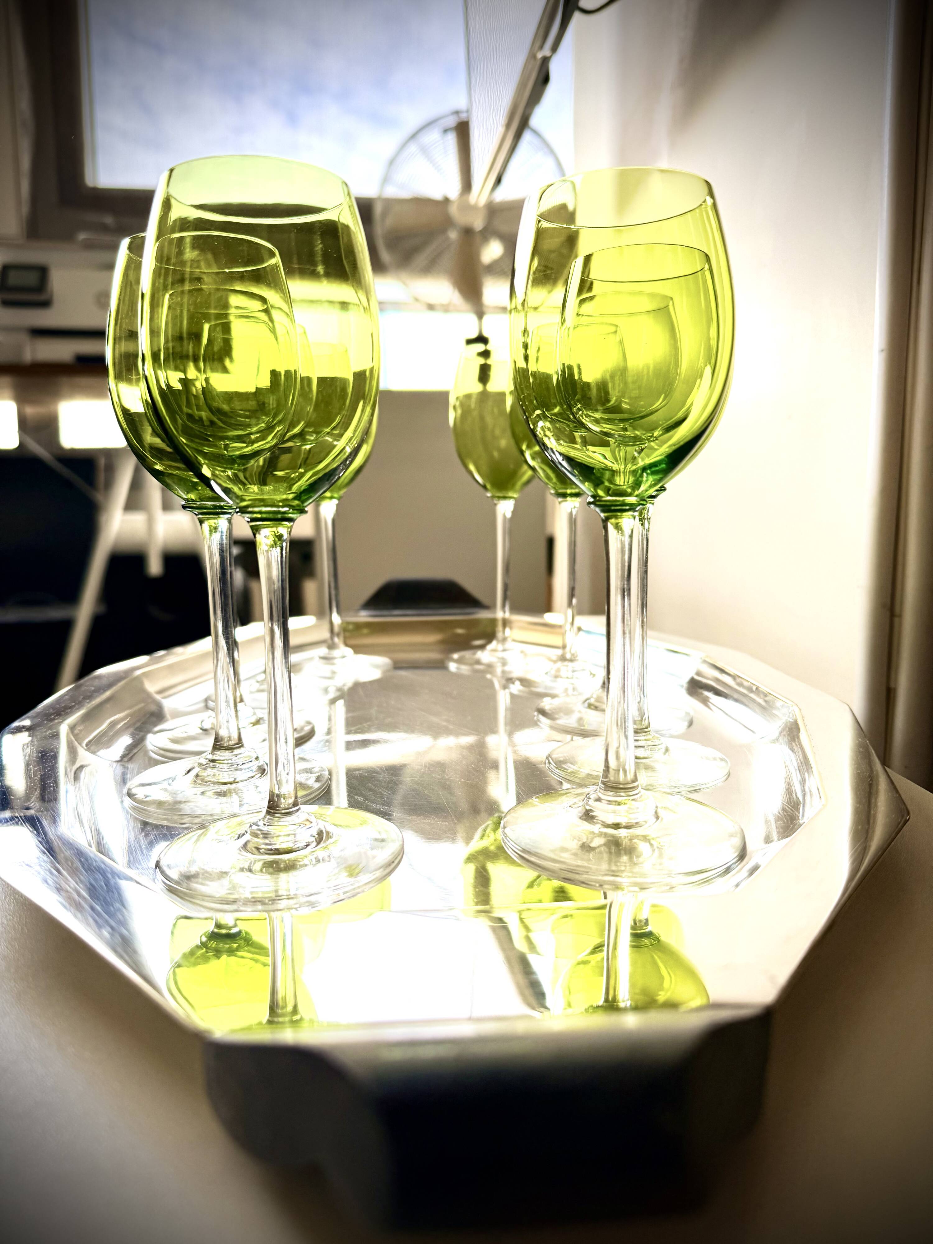 Art Deco crystal wine glass set - 1960s