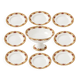 Porcelain service MG early 20th century 8 plates and 1 compote.