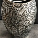 Vase in ceramic form and silver modernist effects 26.5 cm