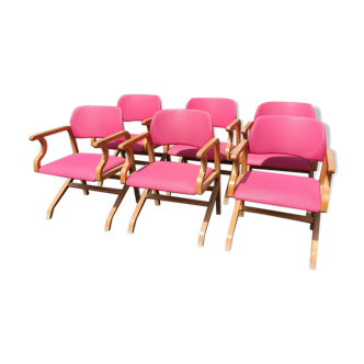 Series of vintage thermo folded armchairs