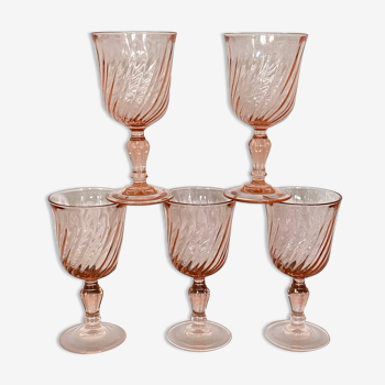 Set of 5 glasses of arcoroc rosaline wine