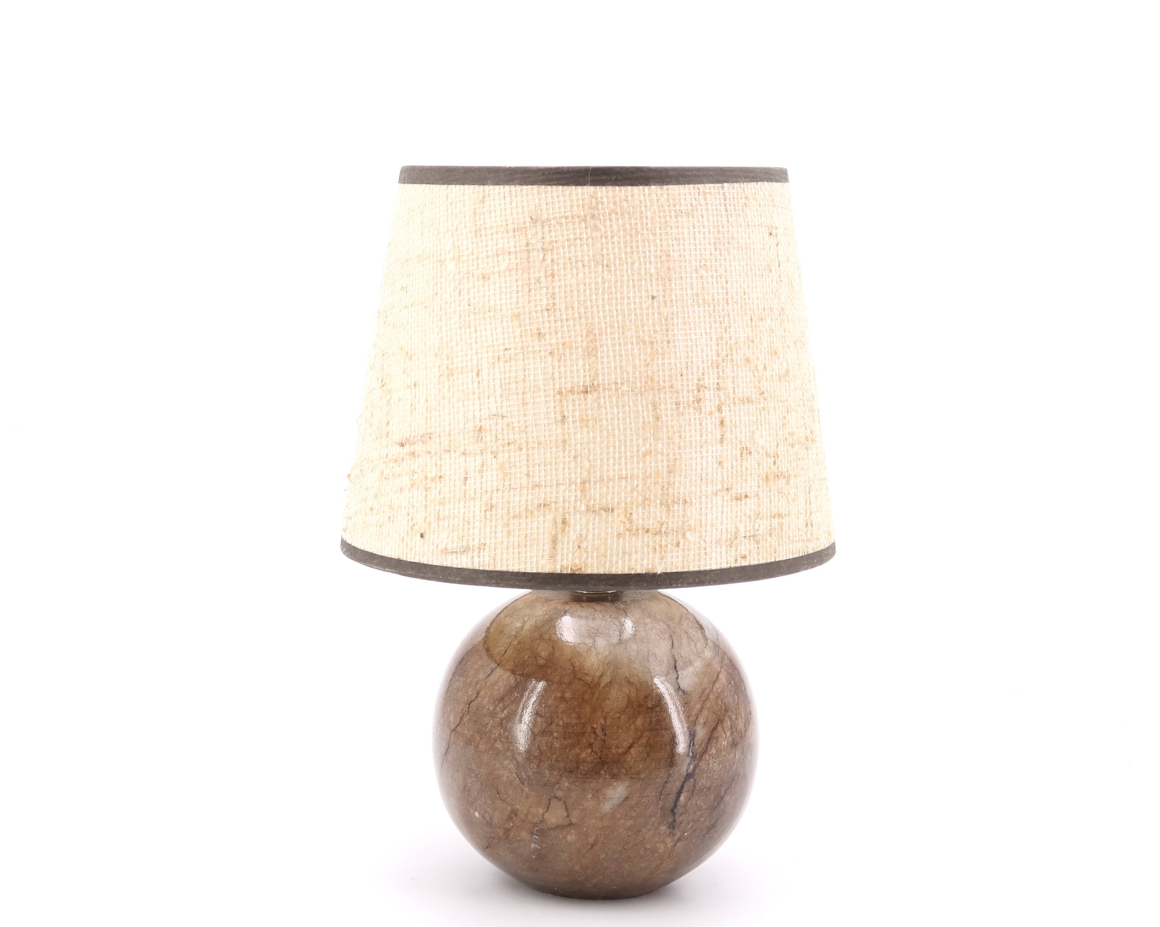 Marble ball lamp, beige lampshade, 1960s