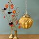 Vintage art deco globe pendant light in ochre opaline