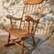 Vintage French Beech Rocking Chair – Mid-20th Century Windsor Style