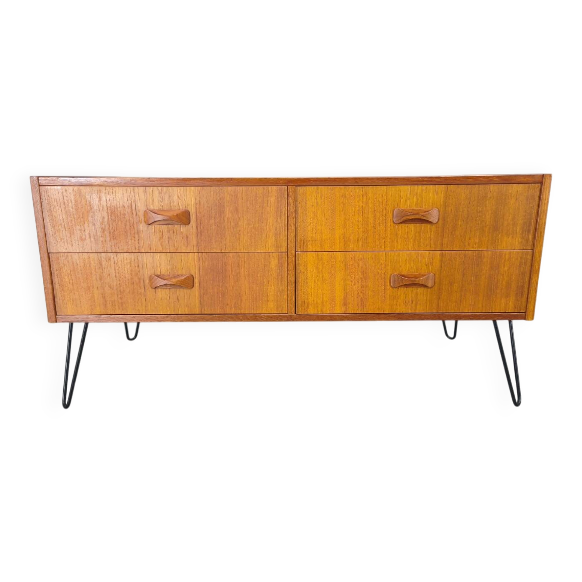 Mid-Century Danish Sideboard with Teak Veneer and Hairpin Legs, 1960