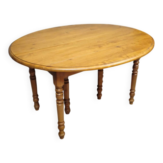 Large six-legged table in Louis Philippe style made of poplar from the 20th century.
