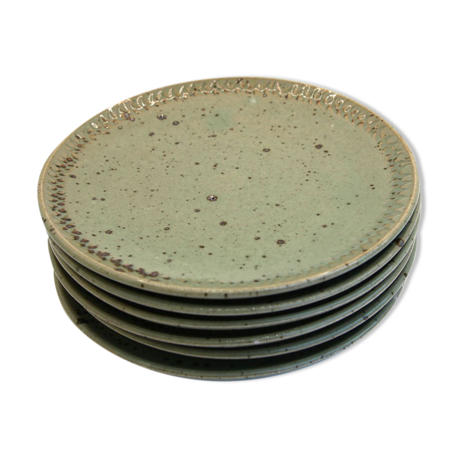 6 dessert plates in green grey sandstone