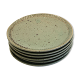 6 dessert plates in green grey sandstone