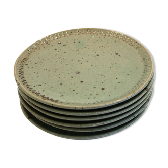 6 dessert plates in green grey sandstone