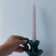 Green ceramic candlestick holder