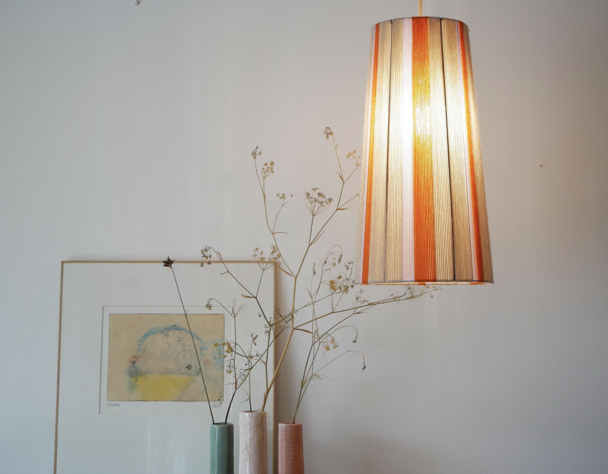 Garance model pendant lamp - hand-woven lamps - Unique woven yarn shade - t pendant lamp