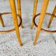 Paire de tabourets de bar vintage , bois cintré et cannage