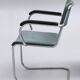 Vintage chrome and blue gray leather chair verkstads model motala 1950 sweden