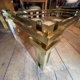 Vintage Romeo Rega coffee table, smoked glass, brass and chrome metal, Hollywood Regency design 1970s