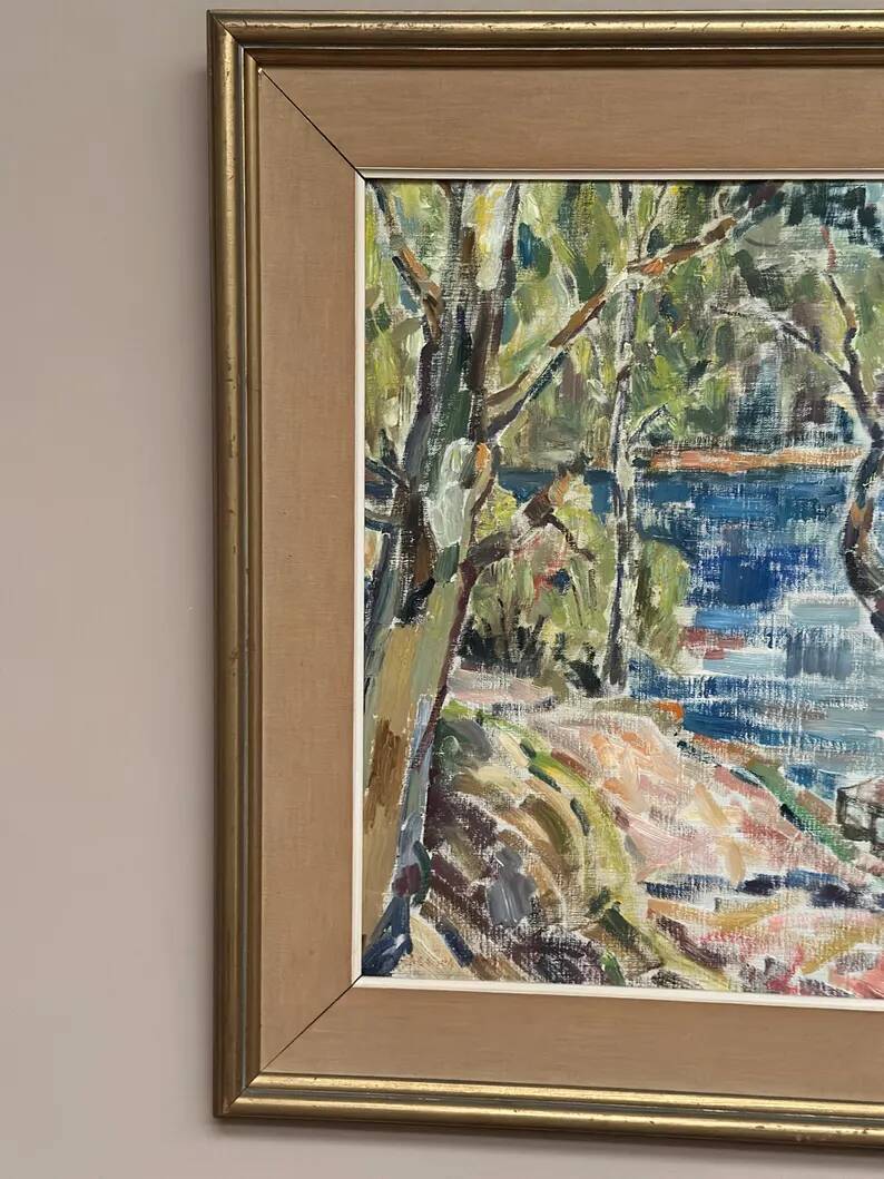 Original Swedish Oil on Canvas - "Natural Landscape" - Signed - Vintage and Framed - 68 × 56 cm