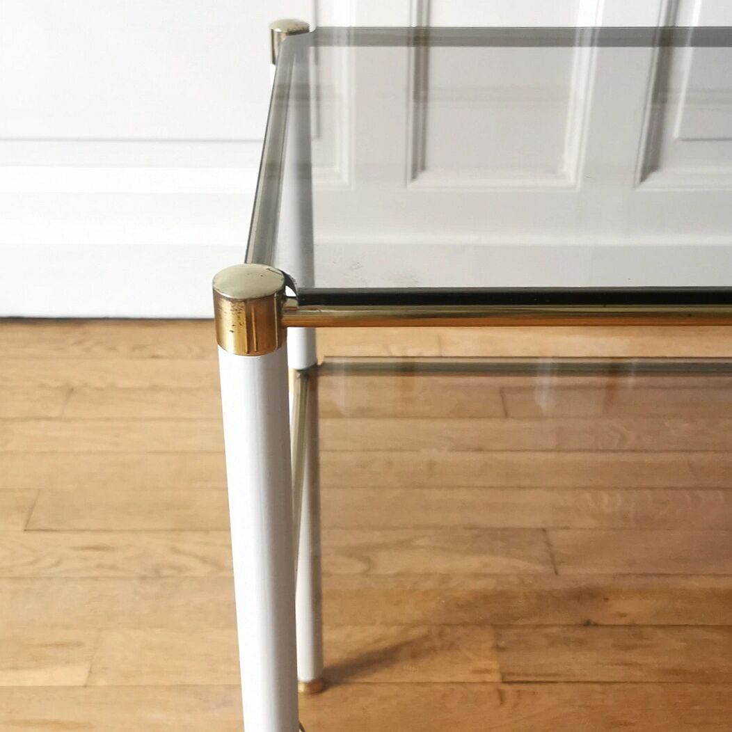 Side table in metal and glass, 1970