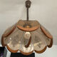 Scandinavian style glass and wood pendant light.
