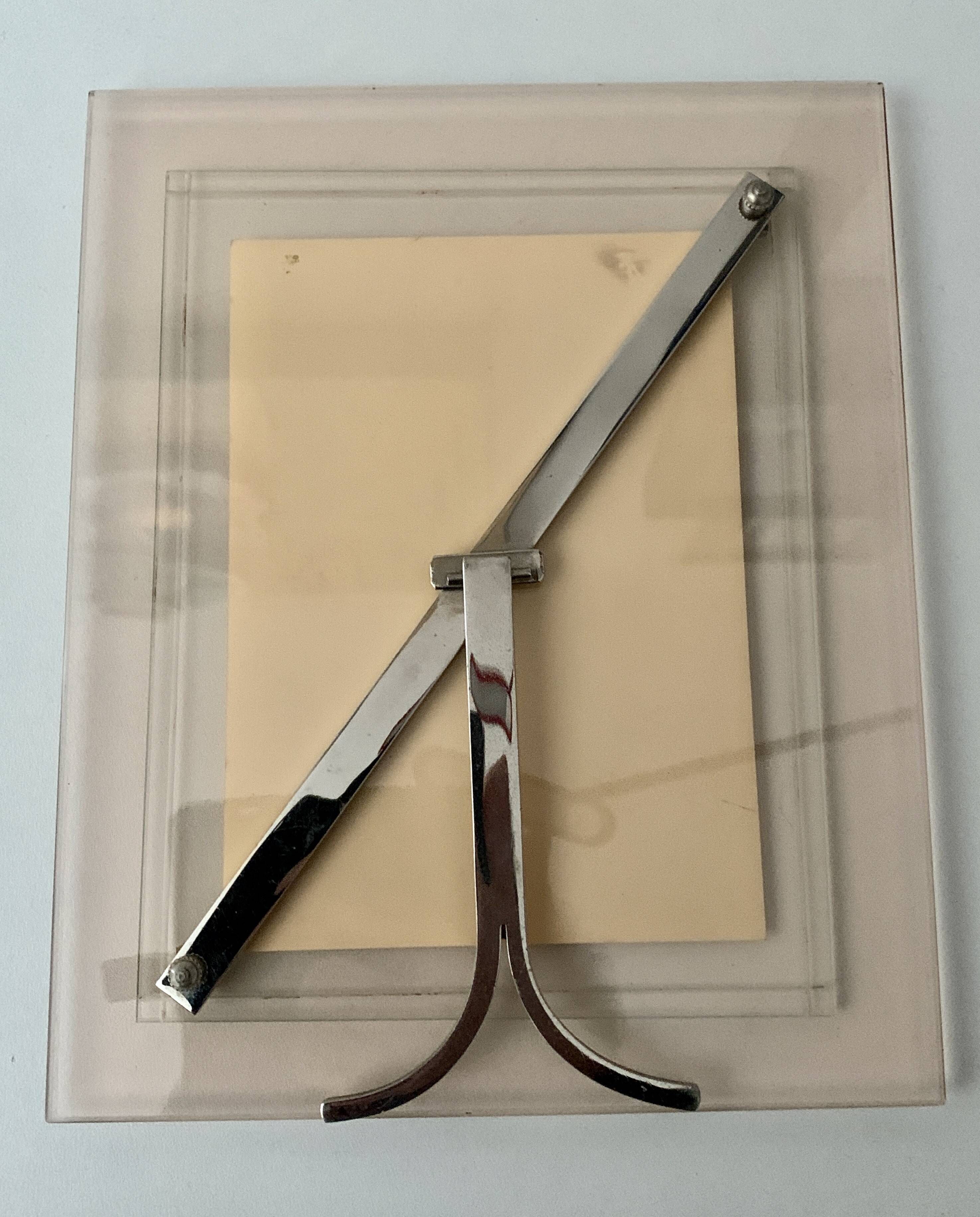 Vintage Glass and Chrome Metal Photo Frame 1960