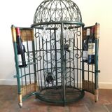 Porte bouteilles mini bar en fer forgé vintage
