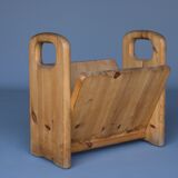 Vintage pine magazine stand, 1970s
