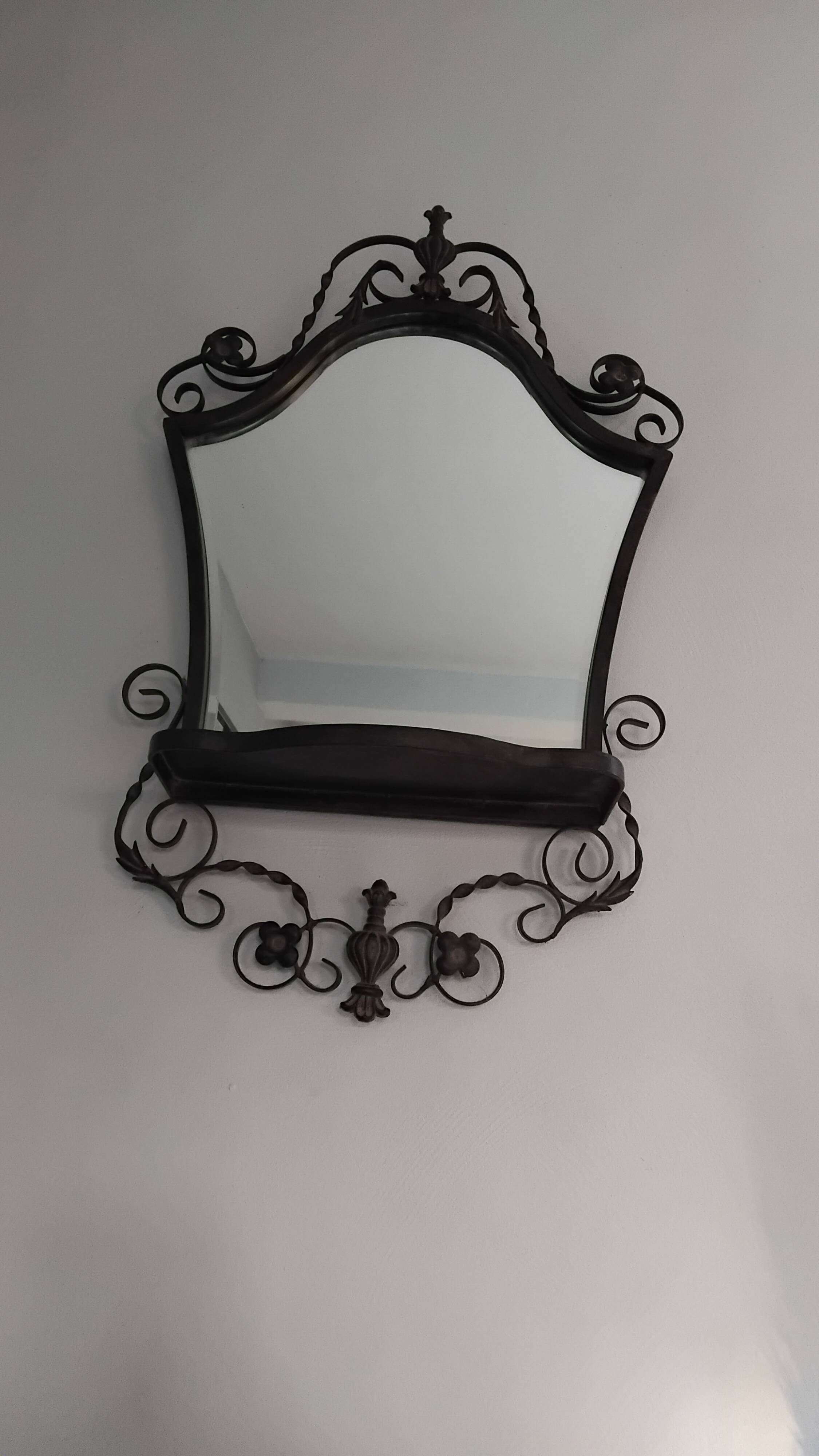 Vintage wrought iron entrance wall mirror
