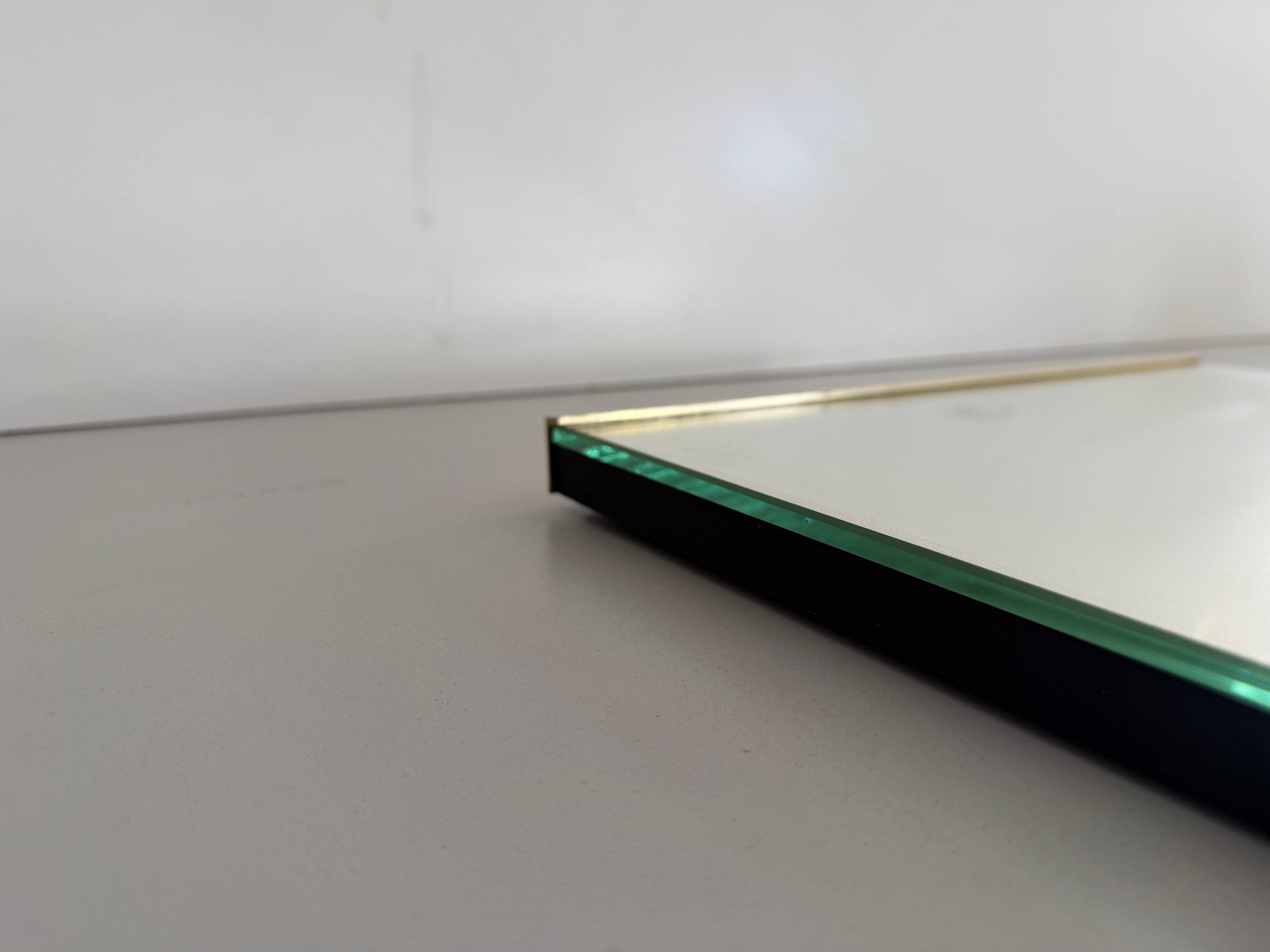 Minimalist rectangular wall mirror with a brass frame, 1960s, Germany