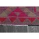 1970s Vintage Turkish Oushak Handmade Wool Cotton Purple Runner Rug 108x292